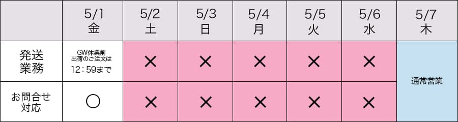 GW休業カレンダー